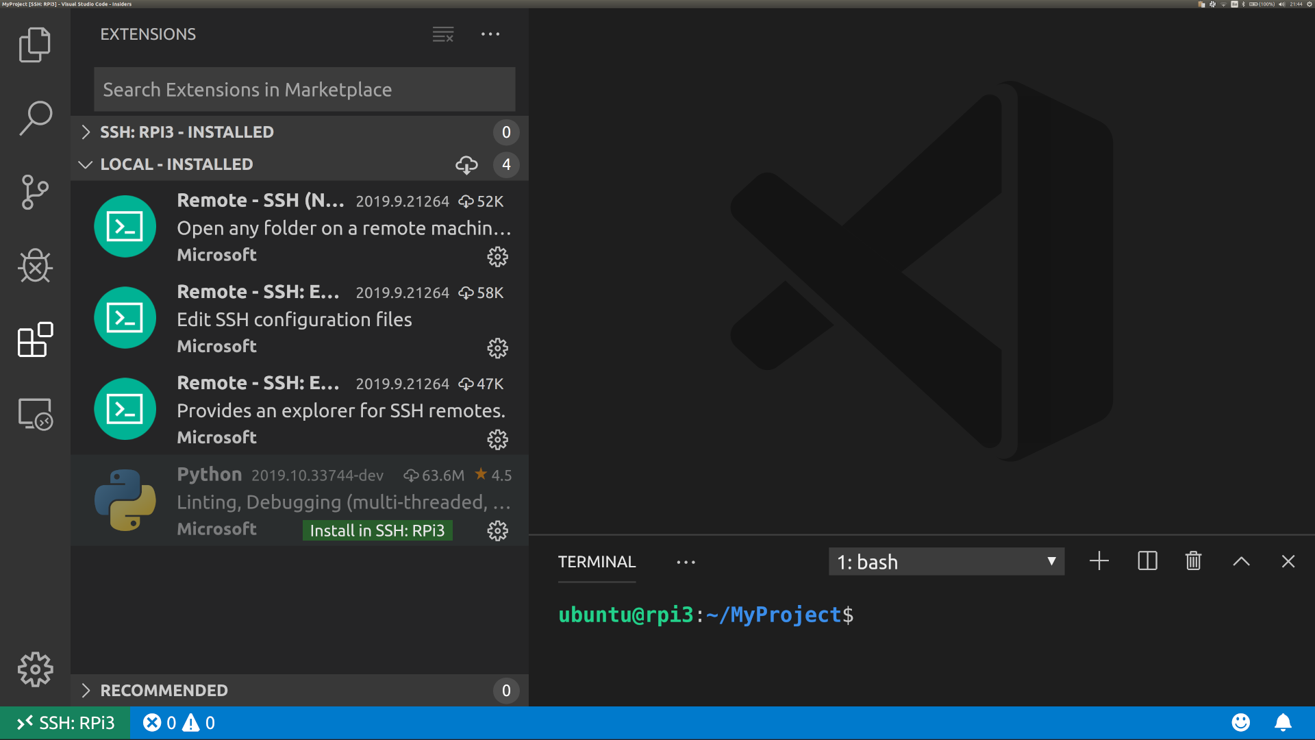 9. Installing the Python Extension to the Raspberry Pi